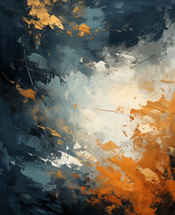 grunge texture oil acrylic grey orange paint splashes strokes background