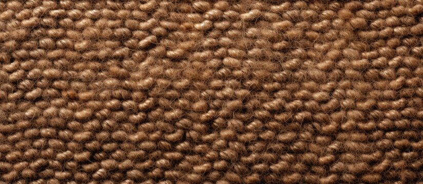 Background is made of woolen textiles An image of fleecy speckled tweed fabric Brown woolen fabric with large weave. Copyspace image. Square banner. Header for website template