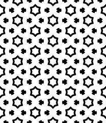 Black and white seamless abstract pattern. Background and backdrop. Grayscale ornamental design. Mosaic ornaments. Vector graphic illustration. EPS10.