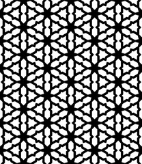 Black and white seamless abstract pattern. Background and backdrop. Grayscale ornamental design. Mosaic ornaments. Vector graphic illustration. EPS10.
