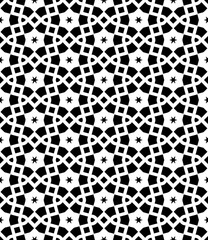 Black and white seamless abstract pattern. Background and backdrop. Grayscale ornamental design. Mosaic ornaments. Vector graphic illustration. EPS10.