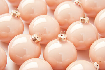 retro glass Christmas baubles pattern in a color of the year 2024 peach fuzz