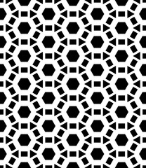 Black and white seamless abstract pattern. Background and backdrop. Grayscale ornamental design. Mosaic ornaments. Vector graphic illustration. EPS10.