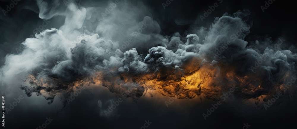 Poster burning building with flames and black smoke. copyspace image. square banner. header for website tem