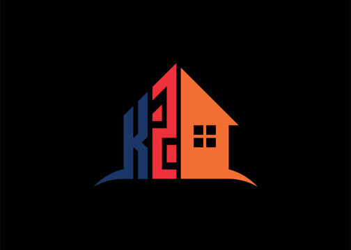 Real Estate KZ Logo Design On Creative Vector monogram Logo template.Building Shape KZ Logo