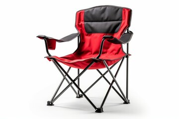 camping chair of red color isolated on a white background