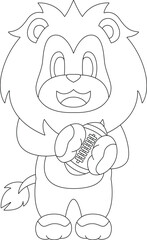 Lion American Football Sports Animal Vector Graphic Art Illustration