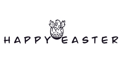 vector text happy easter with Easter eggs 