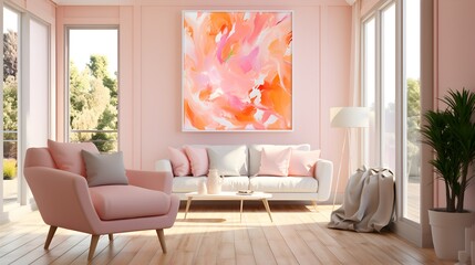 Stylish interior in peach fuzz colors, ideal for contemporary home decor inspiration
