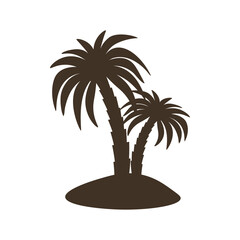 Silhouette of palm trees on the island