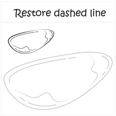 brazil nut. Repair the dotted line. Handwriting practice. Educational game for toddlers and preschoolers. Cartoon style. Isolated vector illustration, eps