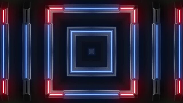 This stock motion graphic  video of Colored Neon Blocks Patternwith gentle overlapping curves on seamless loops.