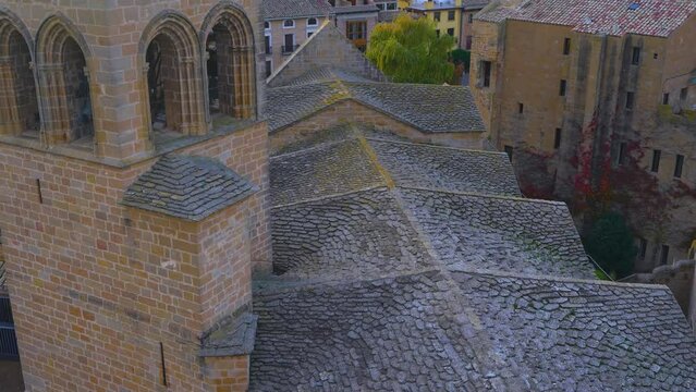 Sunset in the town and castle in the town and municipality of Olite. Navarre. Spain. Europe