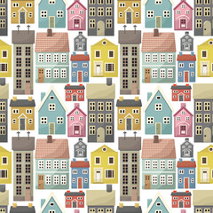 Houses seamless pattern.