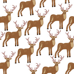Naklejka na ściany i meble seamless pattern with deer in vector. artiodactyl mammal.For background, wallpaper, textile, print, wrapping. A series of animal images in flat style