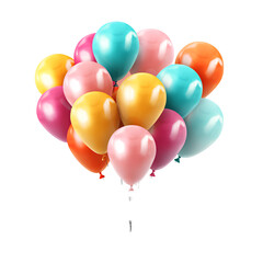Various colored balloons on transparent background PNG