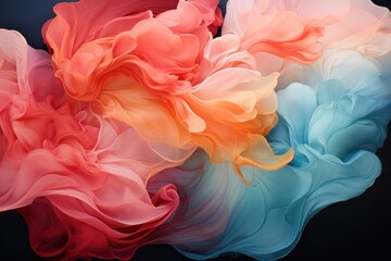 Dynamic folds of multicolored fabric, abstract 3D wavy Background, colorful waves flow, liquid