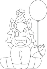 Horse Birthday Party hat Balloon Animal Vector Graphic Art Illustration