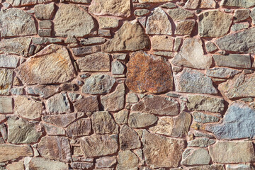 Stone wall texture. The background of the wall is made of stones of different sizes