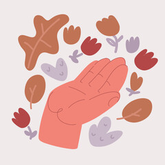 Vector illustration of hand gestures . open palm