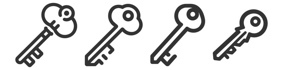 Key vector icon collection. Vector icon set, pack on white background