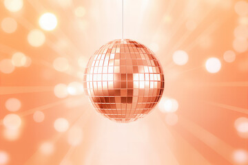 disco ball pattren in color of the year 2024 peach fuzz, shiny festive background