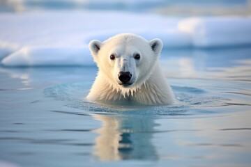 Polar bear alone in the water