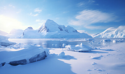 Fototapeta na wymiar Antarctica landscape of snow and ice
