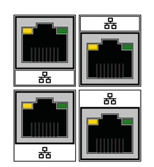 Ethernet port icon, rj45 network socket, 8p8c network socket.