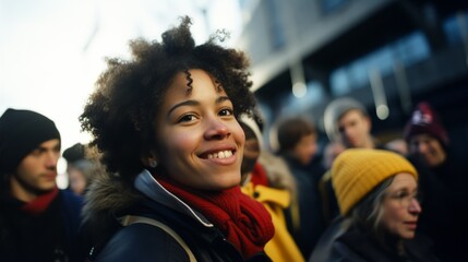 A disabled person attending a social justice rally