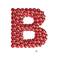 Red symbols from spheres. 3d letter b