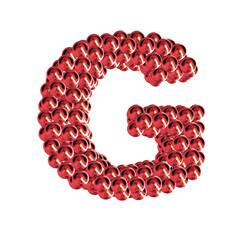Red symbols from spheres. 3d letter g