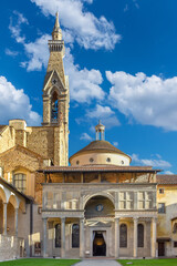 Obraz premium Florence, Italy - November 25, 2023: Pazzi Chapel (15th century) known for its frescoes and Renaissance architecture near the Basilica of Santa Croce