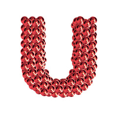 Red symbols from spheres. 3d letter u