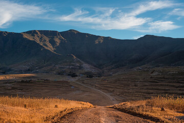 A dirt road between Daliwe and Quthing, Lesotho