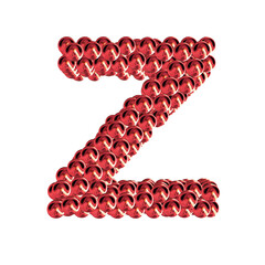 Red symbols from spheres. 3d letter