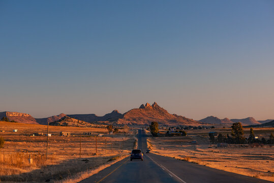 The road from Maseru to Quthing in Lesotho