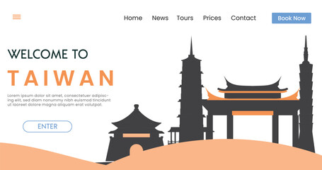 Welcome to Taiwan background vector illustration. Travel and Tourism Famous poster.