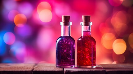 Obraz na płótnie Canvas A Holiday-themed blurred background serves as a backdrop for an fragrance concept - AI Generative