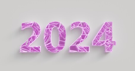 Ice symbol for the New Year 2024. 3D rendering.