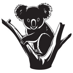 Koala silhouettes and icons. Black flat color simple elegant white background Koala animal vector and illustration.
