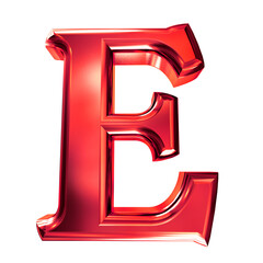 Red symbol with bevel. letter e
