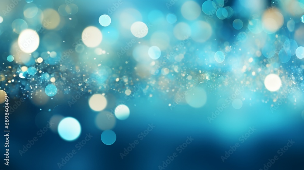 Poster blurred bokeh green/cyan banner backdrop. space for text or logo - ai generative