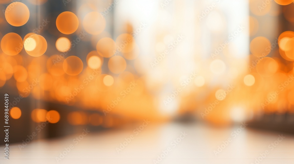 Poster blurred bokeh golden banner backdrop. empty space for text or logo - ai generative
