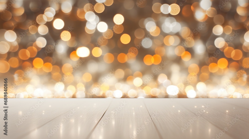 Aufkleber blurred bokeh golden banner backdrop. empty space for text or logo - ai generative