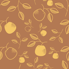 Pattern vintage elegant red gold apples