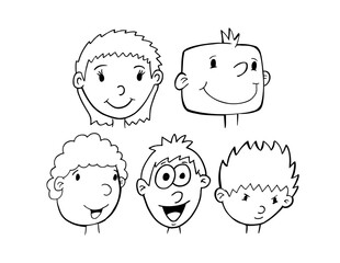 Cartoon Face Vector Illustration Art Set