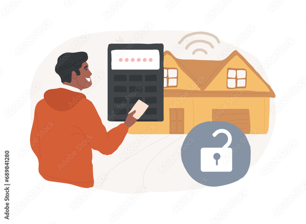 Poster access control system isolated concept vector illustration. security system, authorize entry, login 