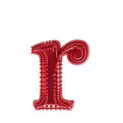 Small spheres on the red symbol. letter r