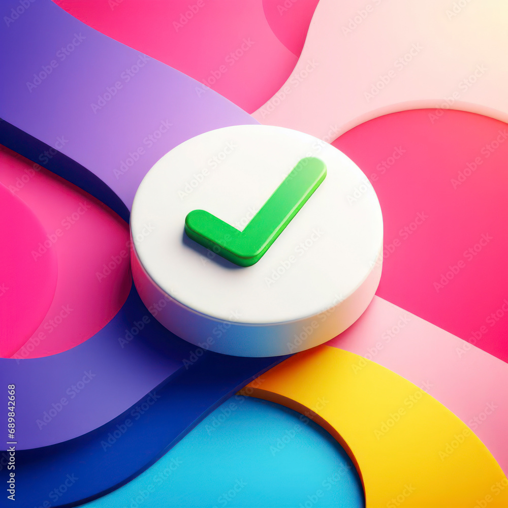 Poster white round button on a colorful background. ai generative